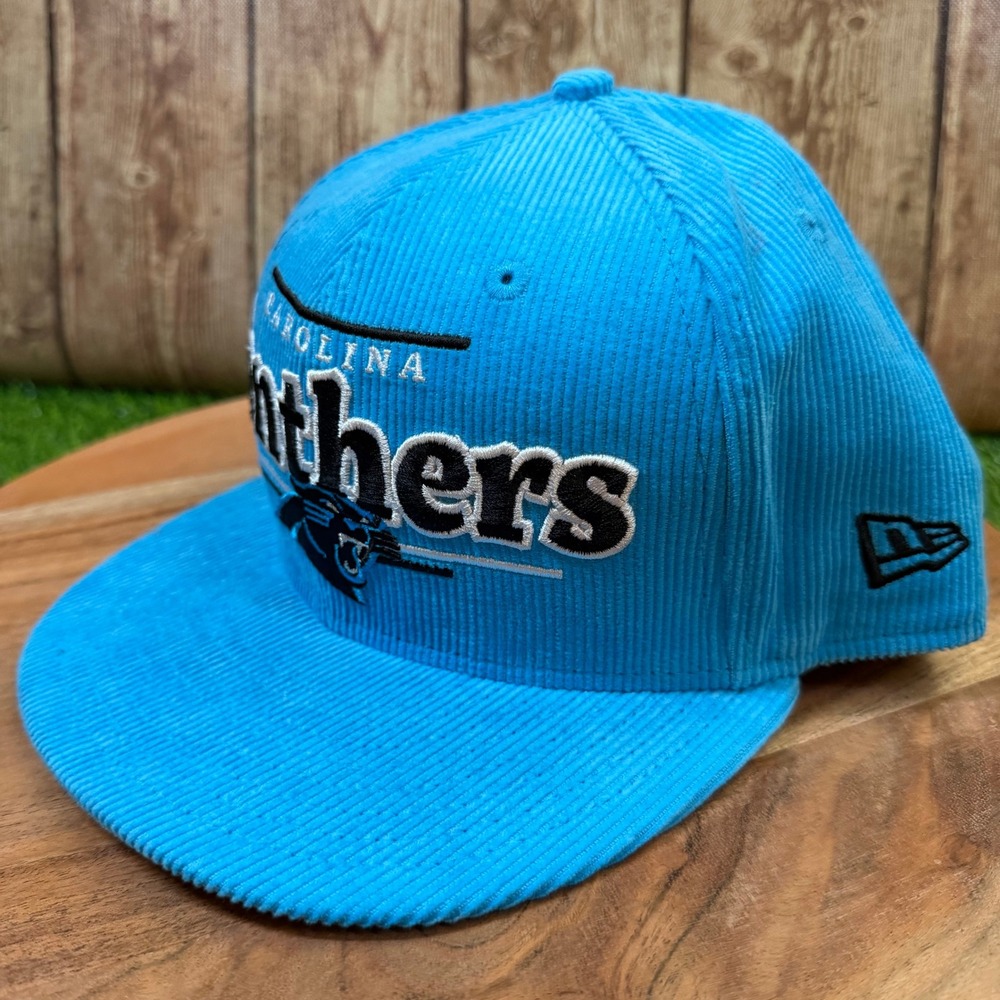 New Era 9FIFTY Carolina Panthers Hat Mens One Size Blue Corduroy Snapback NWT